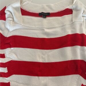 Ann Taylor Bold Red and White Striped Turtleneck Sweater